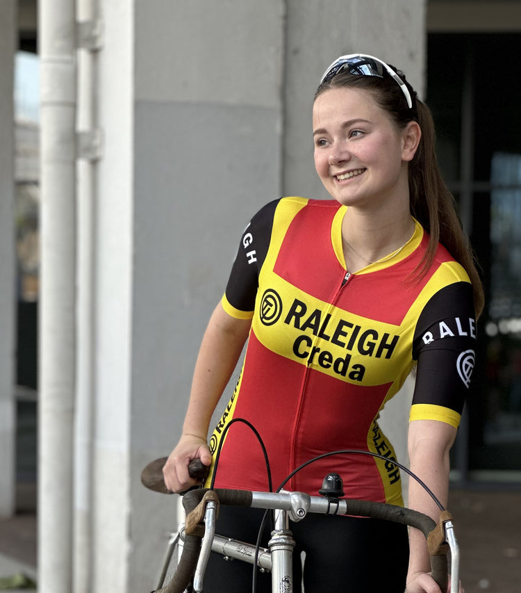 Retro Dames Wielershirt TI-Raleigh rood - REDTED