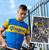 Retro Wielershirt  Peugeot-BP-Dunlop  (1956-1960) - Blauw/Geel Gruppo Sportivo