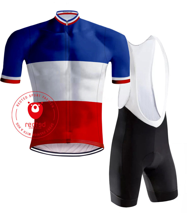 Retro  Wielertenue  Franse Kampioenstrui Tricolore - REDTED