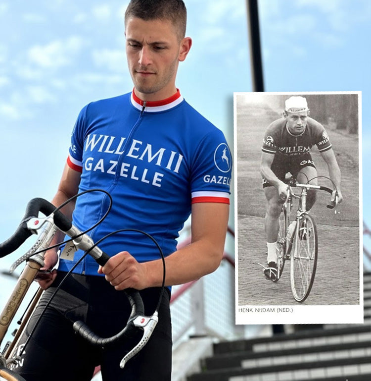 Retro Wielershirt Willem II-Gazelle - Blauw  Gruppo Sportivo