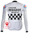 Retro Wielershirt lange mouwen Peugeot Wit - REDTED